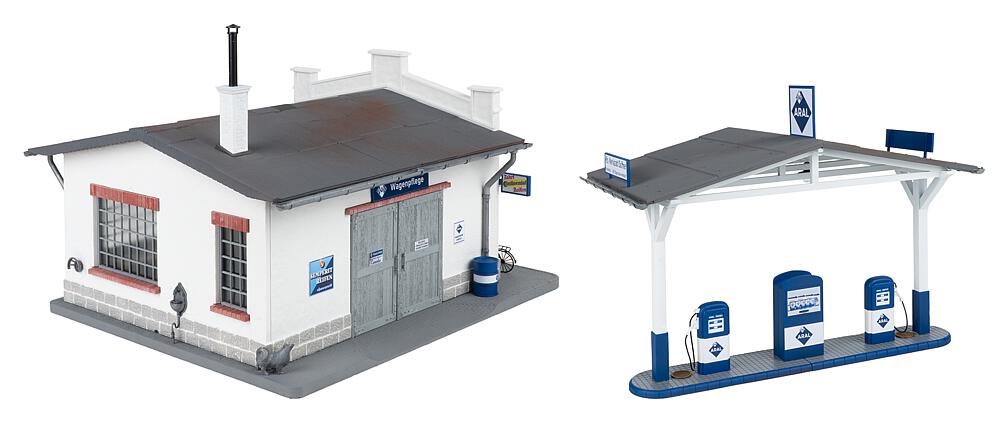 Stazione di Servizio con Officina Scala G DS Modellismo Stazione di Servizio Officina scala G Faller