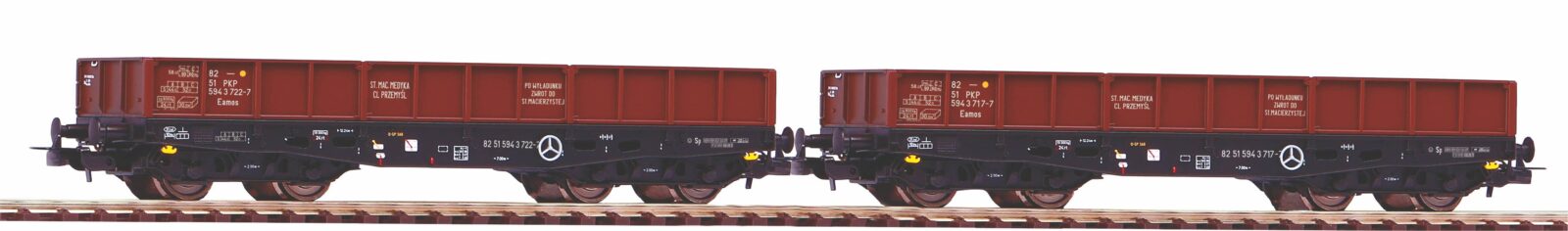Set di 2 carri a sponde basse 401Zb PKP Epoca IV Scala H0 DS Modellismo Set di 2 carri a sponde basse 401Zb scala H0