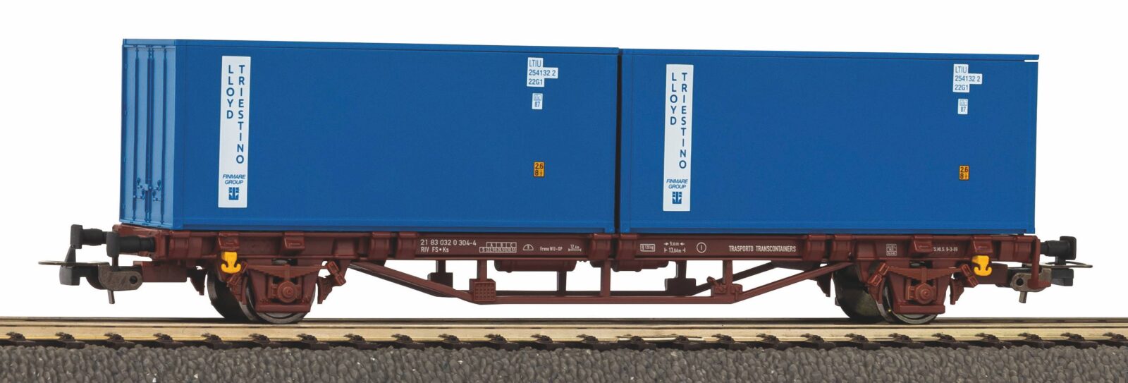 Carro Pianale con 2x 20 Container FS Epoca IV Scala H0 DS Modellismo Carro Pianale 2x 20 Container FS scala H0