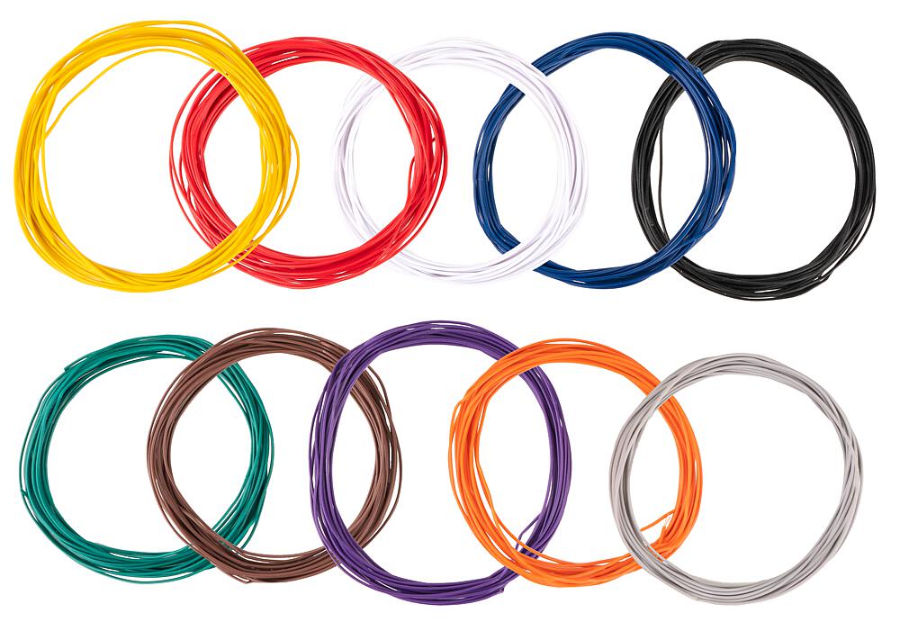 Cavi a trefoli assortiti 0,04 mm², 10 colori 10 m ciascuno DS Modellismo Cavi a trefoli 0,04 mm², 10 colori 10 m