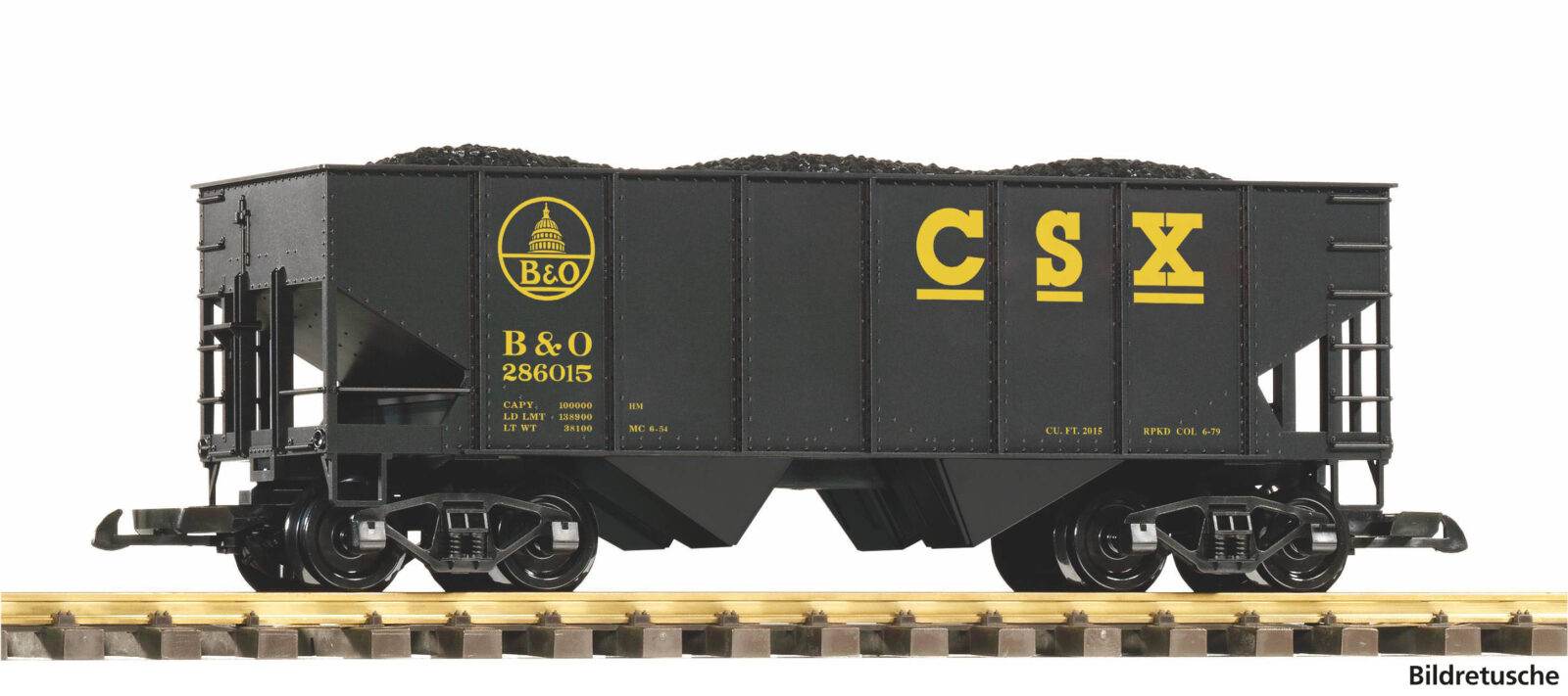 Carro Merci alla rinfusa CSX / B&O con carico di carbone Scala G DS Modellismo Carro Merci alla rinfusa CSX / B&O scala G