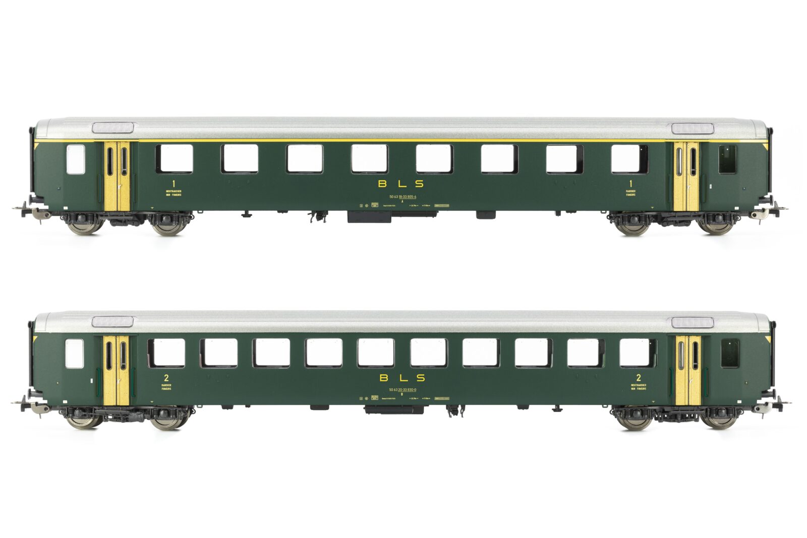Set 2 Carrozze BLS EW I livrea verde 1xA e 1xB Epoca IV Scala H0 DS Modellismo Set 2 Carrozze BLS EW I livrea scala H0