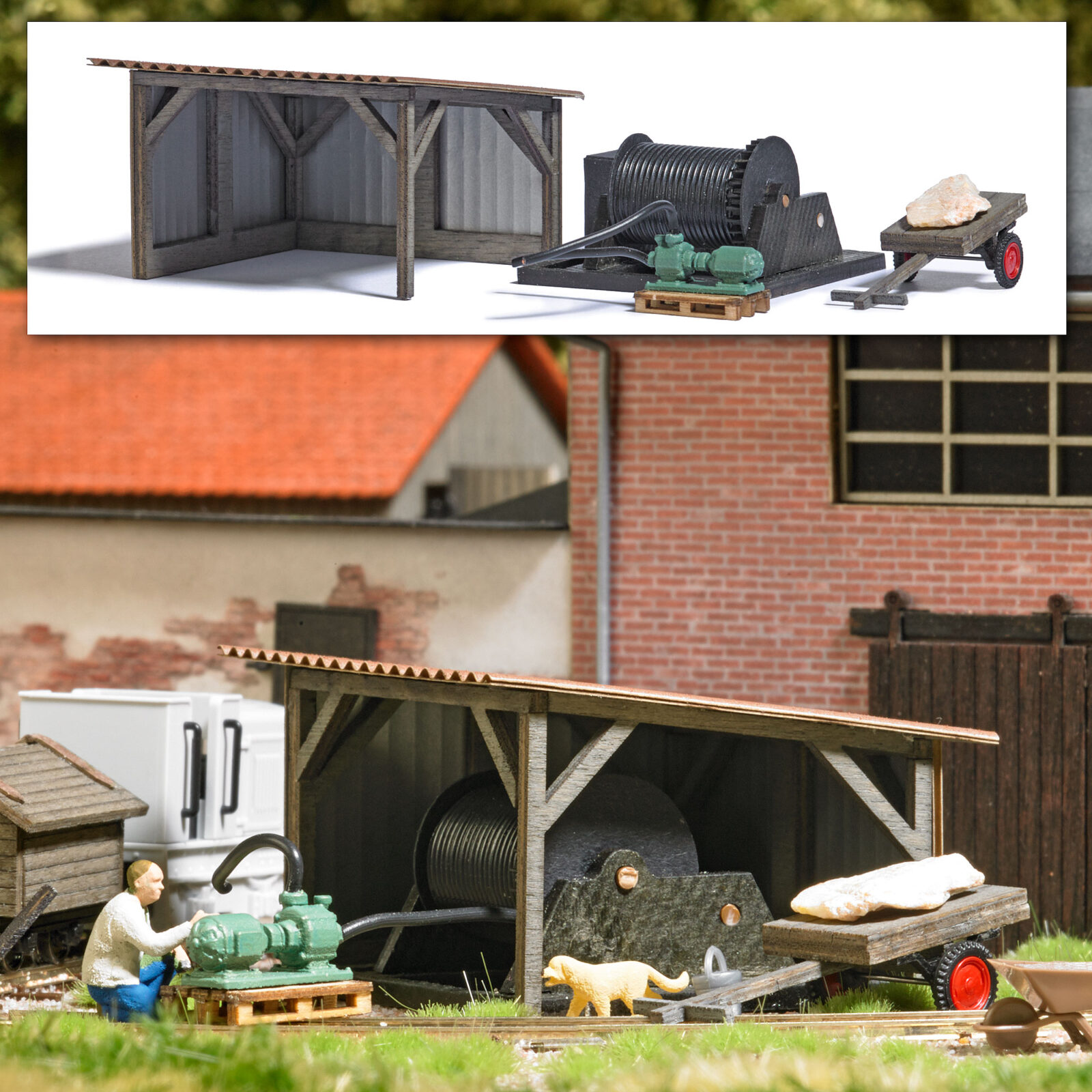 Pompa dell'acqua / Argano / Carro Scala H0 DS Modellismo Pompa dell'acqua / Argano / Carro scala H0