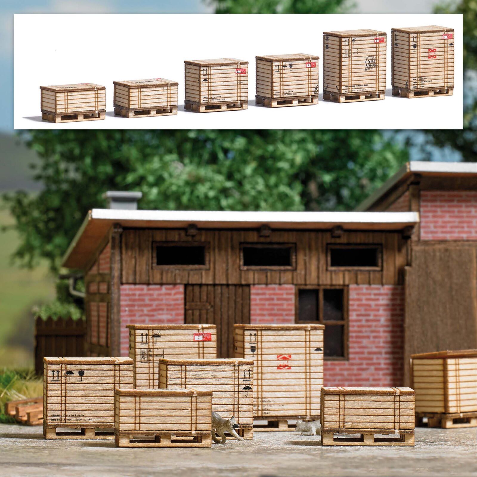 Pallet con casse di legno Scala H0 DS Modellismo Pallet casse di legno scala H0 Busch