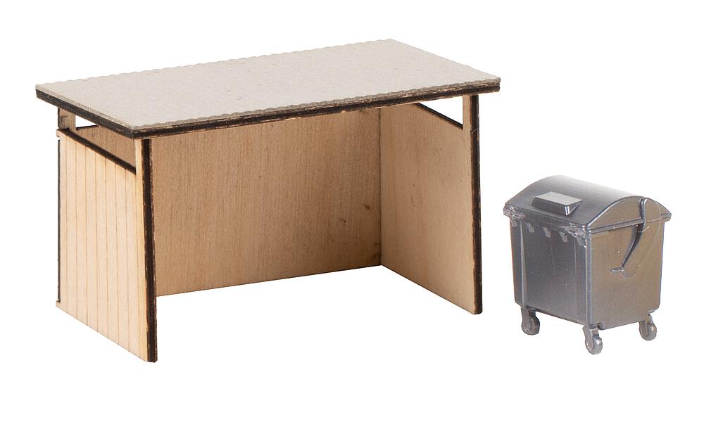 Cabina per pattumiera con contenitore per materiale di recupero Scala H0 DS Modellismo Cabina per pattumiera contenitore scala H0