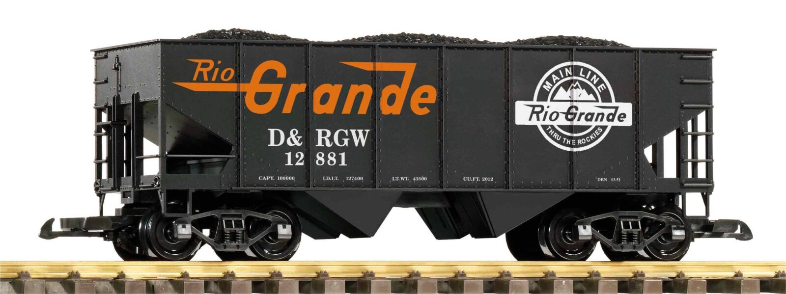 Carro Merci sfuse D&RGW con carico di carbone Scala G DS Modellismo Carro Merci sfuse D&RGW carico scala G