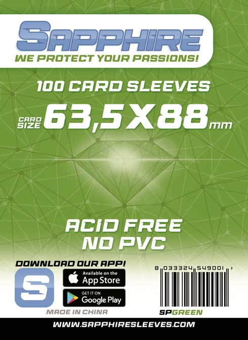 Sapphire Bustine Protettive 63.5x88 mm Green 100pz DS Modellismo Sapphire Bustine Protettive 63.5x88 Green