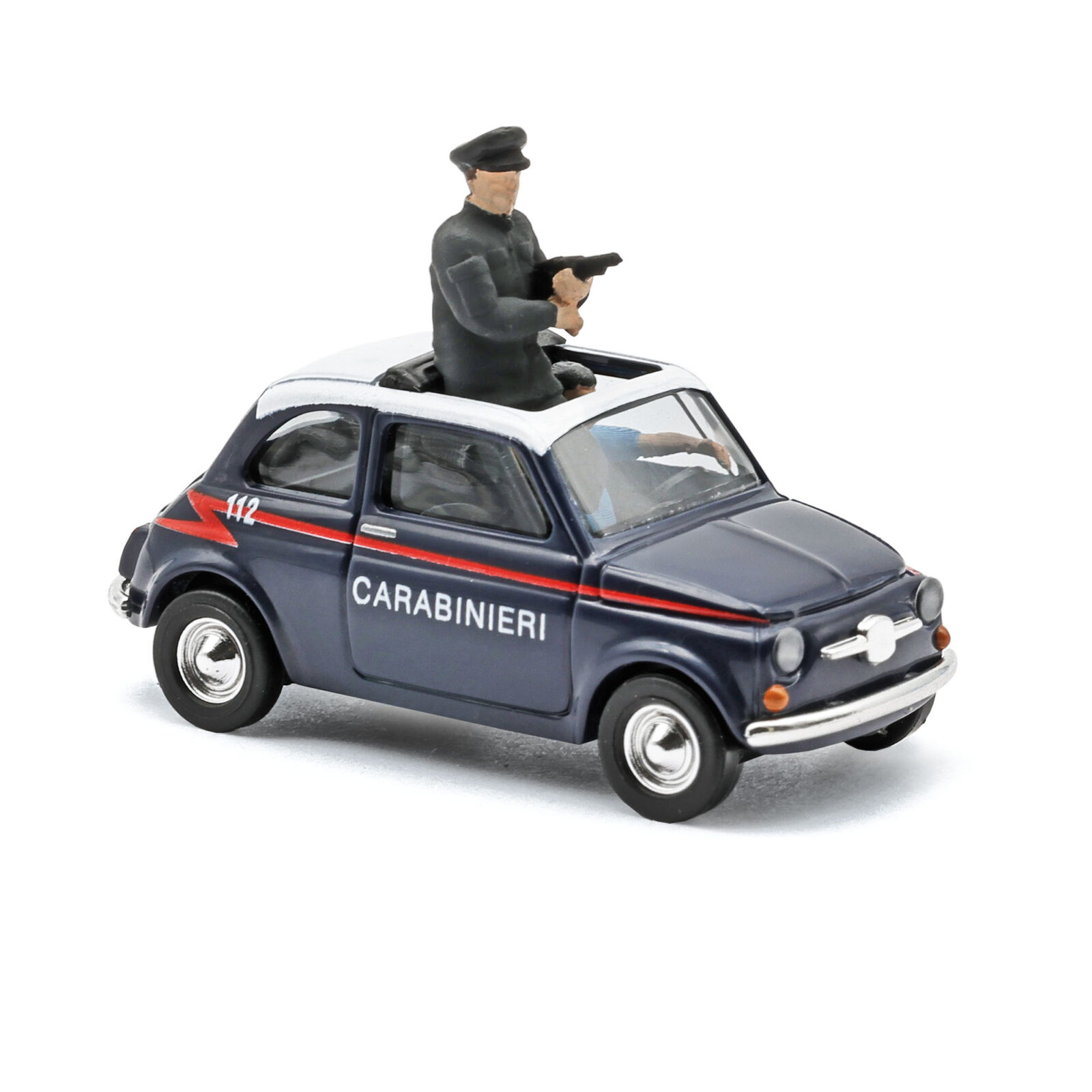 Fiat 500 - Carabinieri con 2 Poliziotti Scala H0 DS Modellismo Fiat 500 Carabinieri 2 Poliziotti scala H0