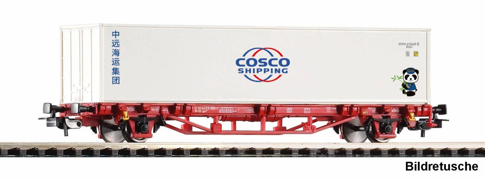 Carro Portacontainer Lgs Cosco DB AG Epoca VI 1x40' Container con Panda Scala H0 DS Modellismo Carro Portacontainer Lgs Cosco DB scala H0