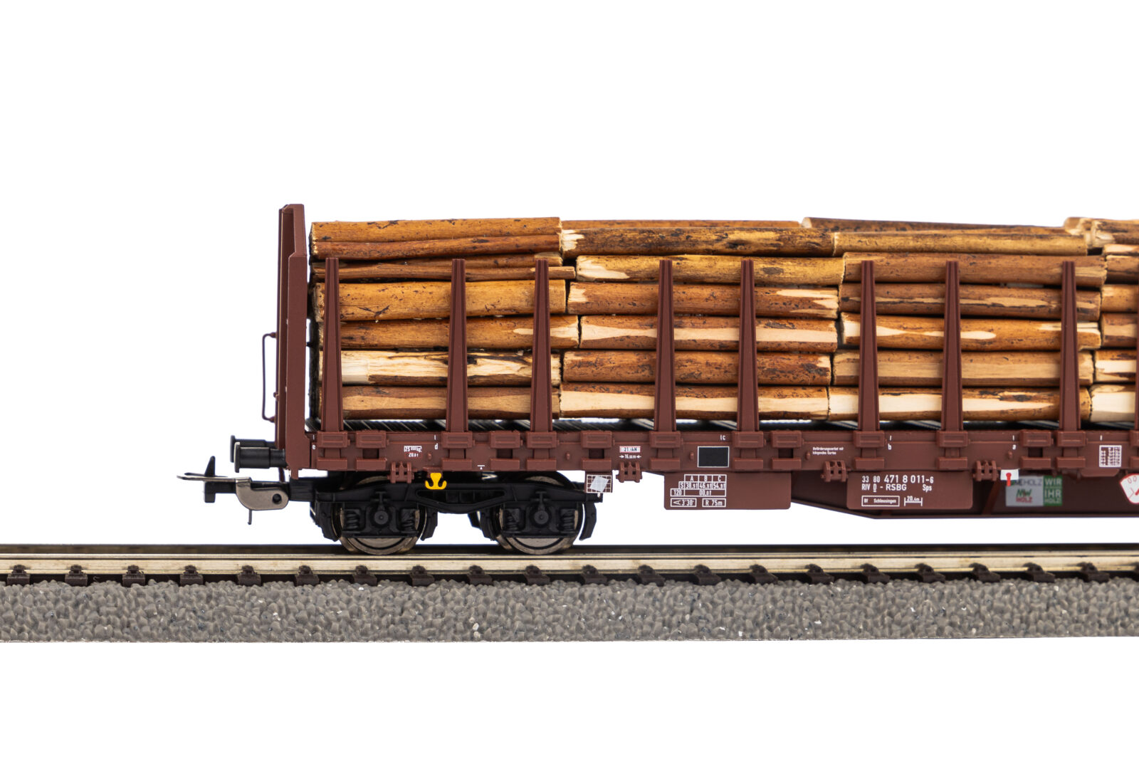 Carro per trasporto tronchi Roos-t642 con carico di legna RSBG Epoca VI Scala H0 DS Modellismo Carro per trasporto tronchi scala H0