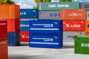 Container 20' THW, set di 2 scala H0 Faller