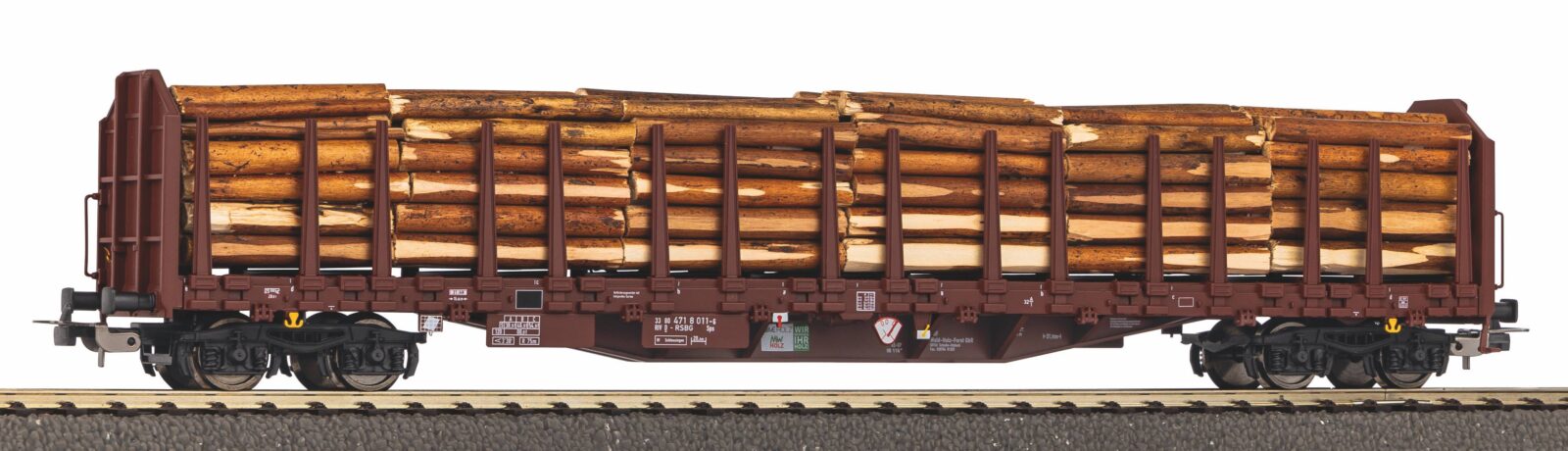 Carro per trasporto tronchi Roos-t642 con carico di legna RSBG Epoca VI Scala H0 DS Modellismo Carro per trasporto tronchi scala H0
