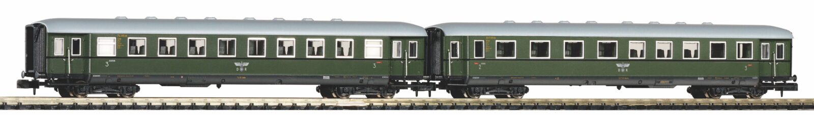 Set di due carrozze di 2^/3^ classe e 3 classe delle DRB Epoca II Scala N DS Modellismo Set di due carrozze di 2^/3^ classe scala N