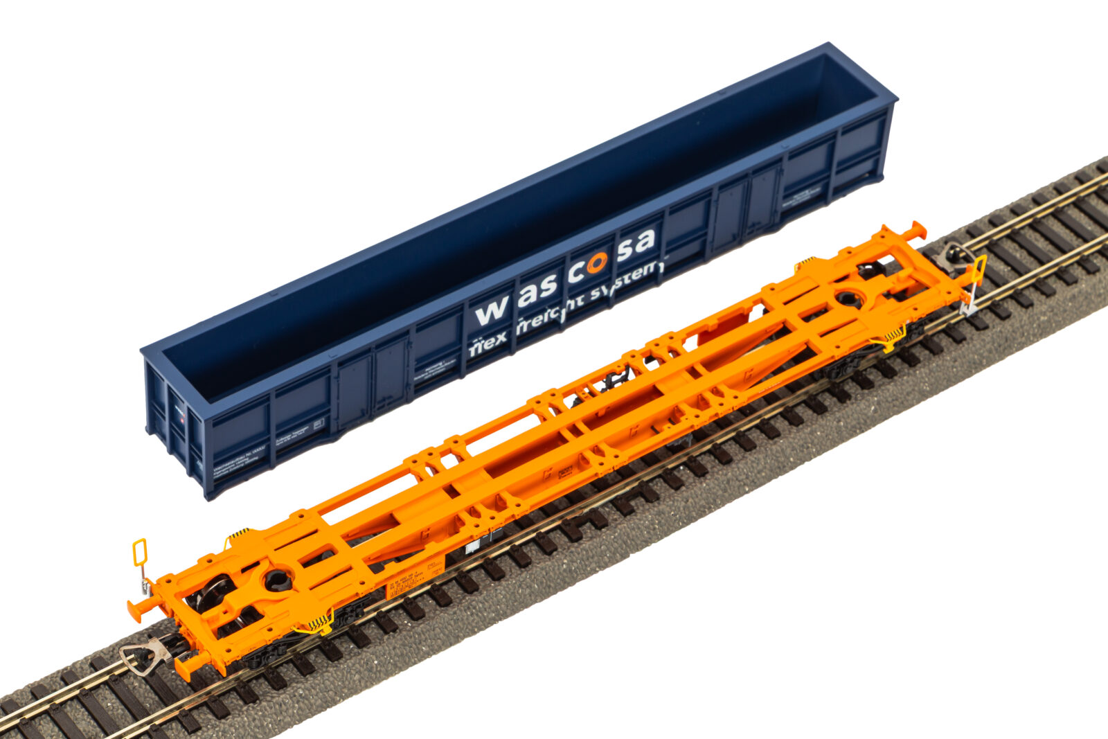 Carro Portacontainer Sgnns blu CH-Wascosa Epoca VI Scala H0 DS Modellismo Carro Portacontainer Sgnns blu scala H0