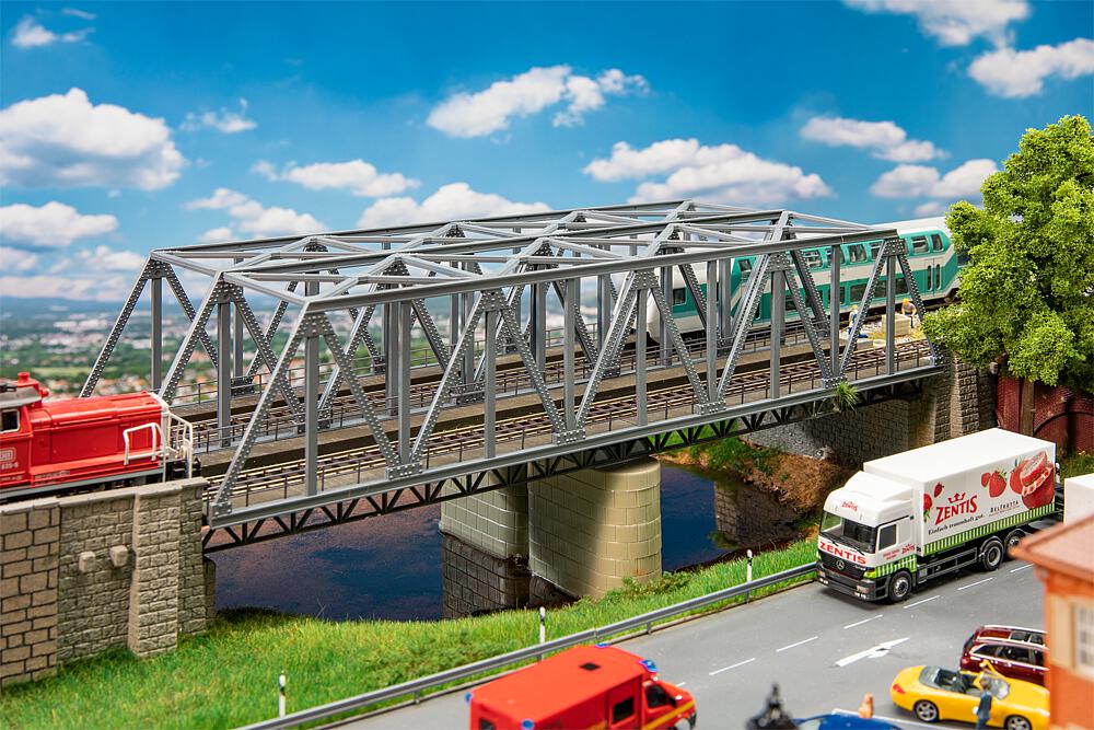 Ponte in acciaio a 2 binari Scala H0 DS Modellismo Ponte in acciaio a 2 binari scala H0 Faller
