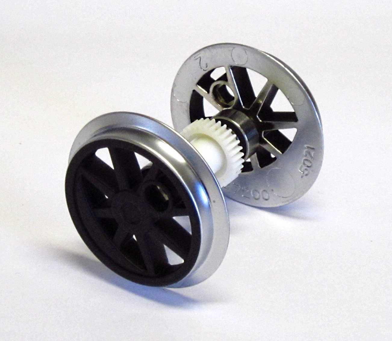 Set di ruote con ruota dentata + cuscinetti a sfera per locomotiva a vapore americana nera Scala G DS Modellismo Set di ruote ruota dentata scala G