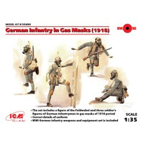 German Infantry in Gas Masks 1918 4 Figures Kit 1:35 DS Modellismo German Infantry in Gas Masks 1918 4 Figures Kit 1:35