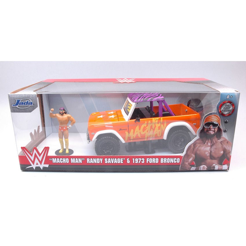 Ford Bronco 1973 W/Macho Man Figure Orange/Purple/White 1:24 Jada Toys DS Modellismo Ford Bronco 1973 W/Macho Man Figure Orange/Purple/White 1:24 Jada Toys 1:24