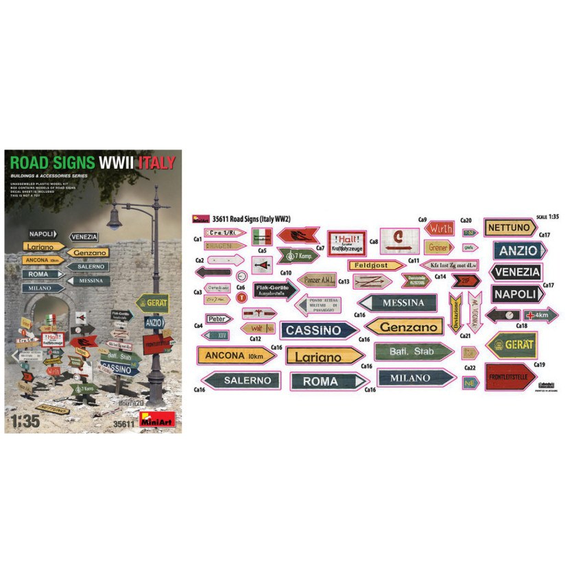 Road Signs WWII Italy Kit 1:35 DS Modellismo Road Signs WWII Italy Kit 1:35