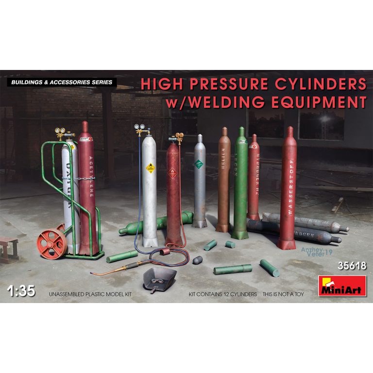 High Pressure Cylinders W/Welding Equipment Kit 1:35 DS Modellismo High Pressure Cylinders W/Welding Equipment Kit 1:35