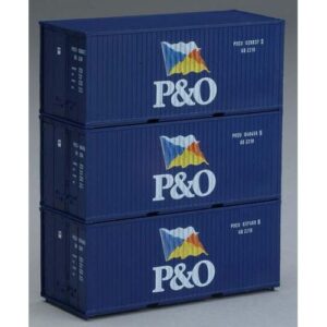 Container 20' “P&O”, 3 pezzi Scala H0