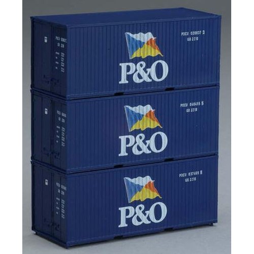 Container 20' “P&O”, 3 pezzi Scala H0 DS Modellismo Container 20' “P&O”, 3 pezzi Scala H0