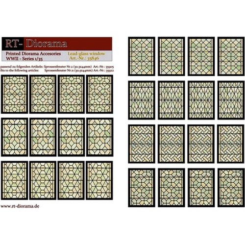 1/35 Printed Accesories: Lead-in vetro Windows (green) DS Modellismo 1/35 Printed Accesories: Lead-in vetro Windows (green)