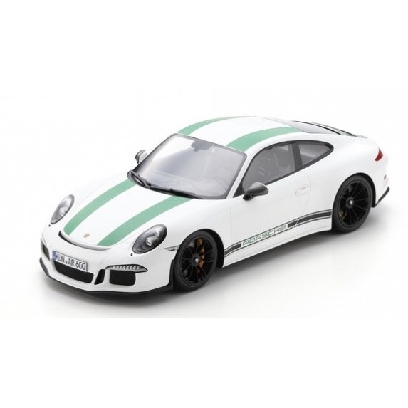 Porsche 911 R 2016 White W/Green Stripes 1:12 DS Modellismo Porsche 911 R 2016 White W/Green Stripes 1:12