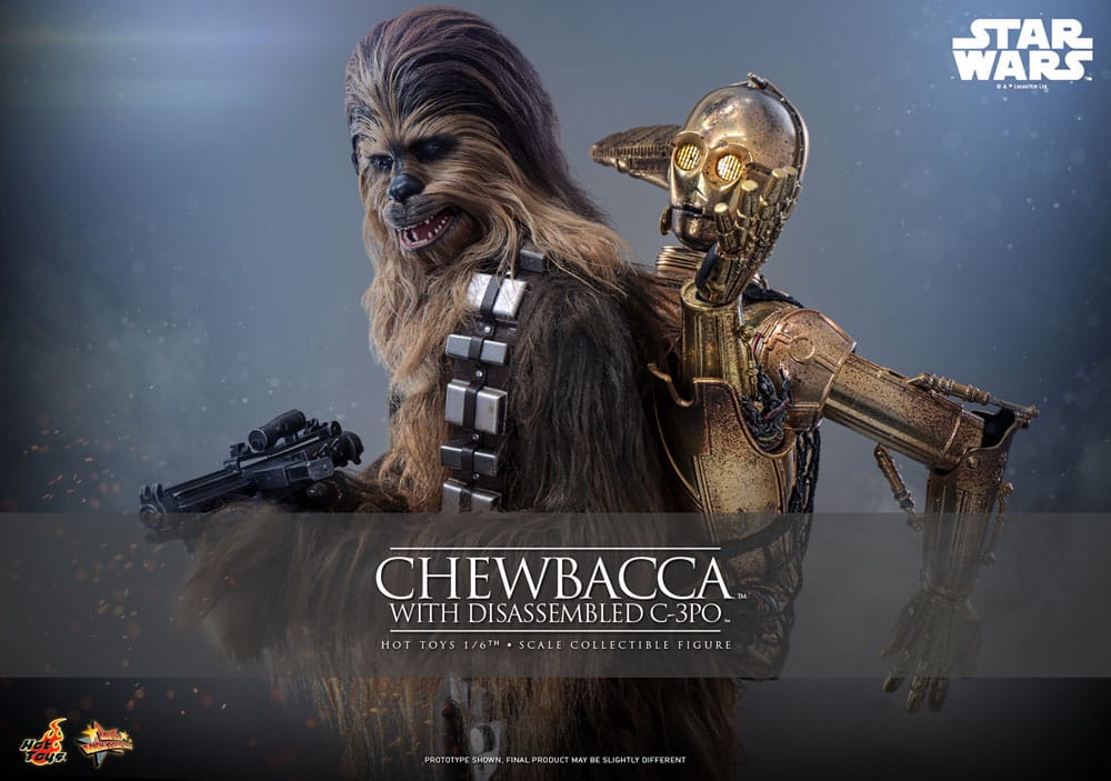 Star Wars Episode V Movie Masterpiece Action Figure 1/6 Chewbacca with Disassembled C-3PO 36 cm DS Modellismo Star Wars Episode V Movie scala 1/6