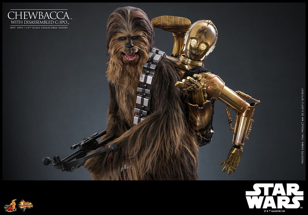 Star Wars Episode V Movie Masterpiece Action Figure 1/6 Chewbacca with Disassembled C-3PO 36 cm DS Modellismo Star Wars Episode V Movie scala 1/6