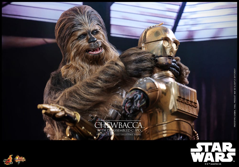 Star Wars Episode V Movie Masterpiece Action Figure 1/6 Chewbacca with Disassembled C-3PO 36 cm DS Modellismo Star Wars Episode V Movie scala 1/6