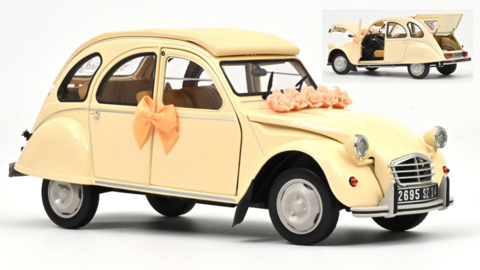 Citroen 2 CV 1986 Beige Wedding Gift 1:18 DS Modellismo Citroen 2 CV 1986 Beige Wedding scala 1:18
