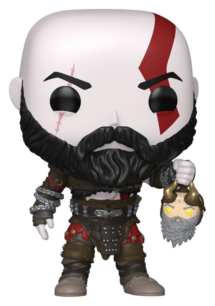 God of War Ragnarök POP! Games Vinyl Figure Kratos w/Mimir's Head 9 cm DS Modellismo God War Ragnarök POP! Games Kratos w/Mimir's