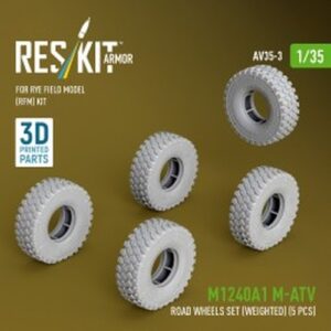 ResKit Models: M1240A1 M-ATV wheels set (weighted) (5 pcs) for Rye Field Model (RFM) kit (3D Printed) in 1:35